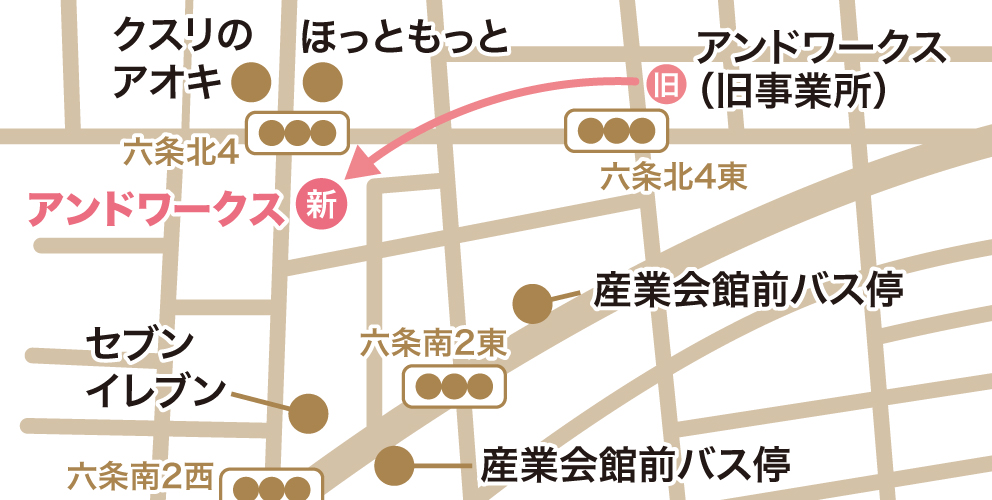 岐阜にある就労継続支援B型アンドワークスへの、バスによる行き方の地図